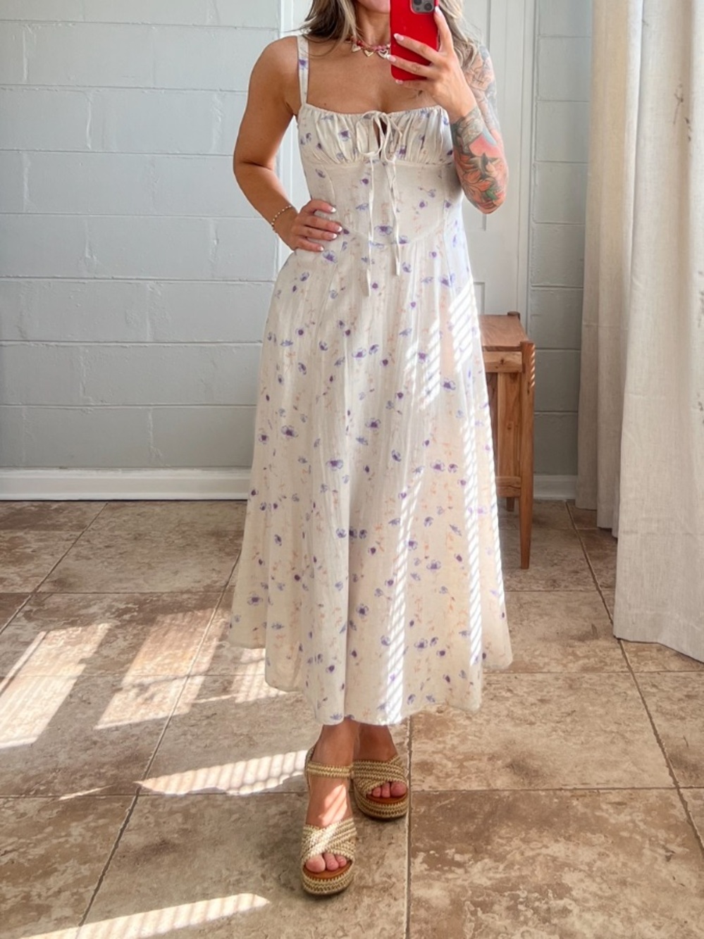 Sim & Sam Floral Spaghetti Strap Midi Dress Size Small